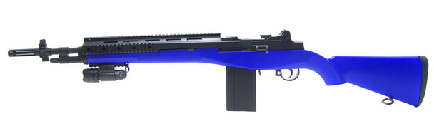 AGM A160-A2 Socom M14 Spring-Powered Action Sniper Rifle with Adjustable Hop-Up in Blue
