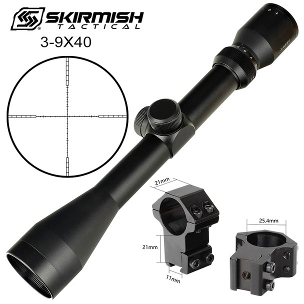 Skirmish Tactical - 3-9X40MD Riffe Scope Reticle for Airsoft & Airguns in Black