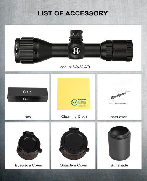 Skirmish Tactical - 3-9X32 AOCE Compact Airsoft Rifle Scope Half Mil Dot Illuminated in Black