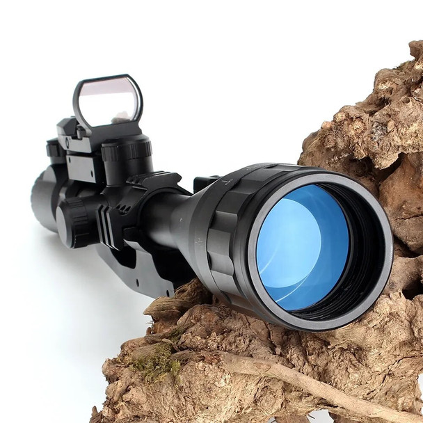 Skirmish Tactical - 6-24X50 AOEG Rifle Scope with Laser & Red Dot Sight in Black