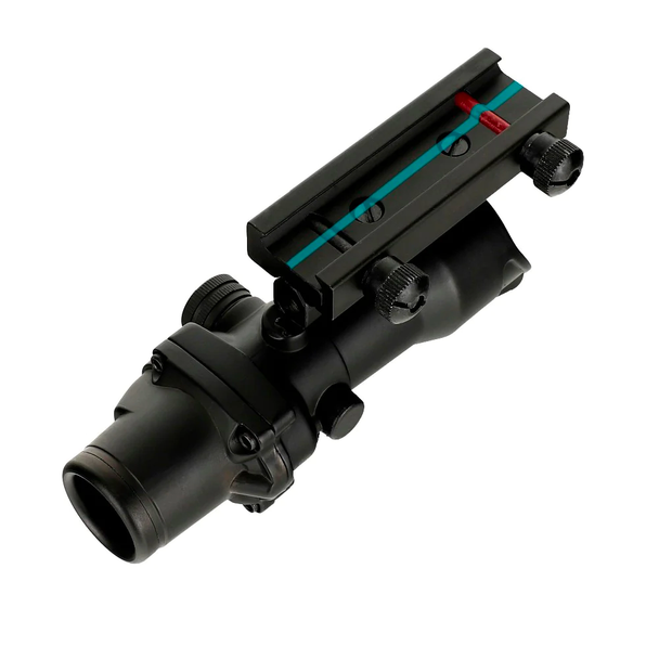Skirmish Tactical - 4x32 Prism Rifle Scope Fibre Optic Illuminated BDC Reticle Diopter Adjustment in Black