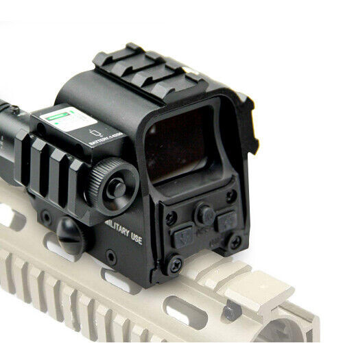 Skirmish Tactical - Adjustable ST553G Holographic Red Dot Sight with Green Laser in Black