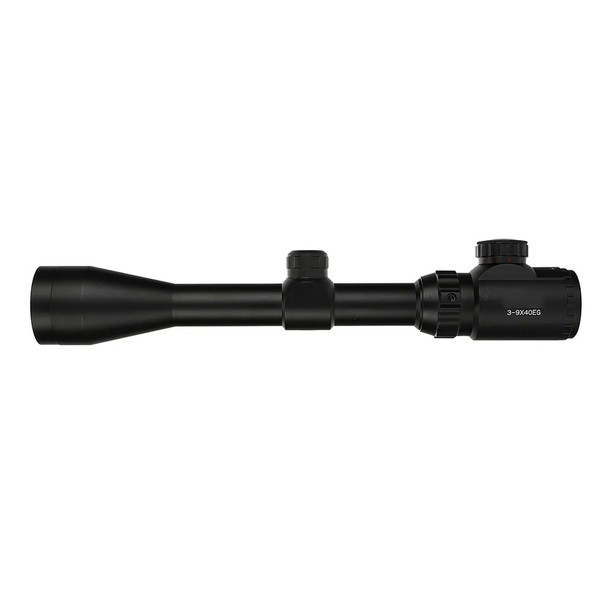 Skirmish Tactical - Adjustable 3-9X40e Rifle Scope with Illuminated Reticle for Airsoft & Airguns in Black