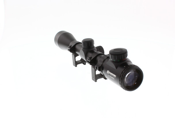 Skirmish Tactical - Adjustable 3-9X40e Rifle Scope with Illuminated Reticle for Airsoft & Airguns in Black