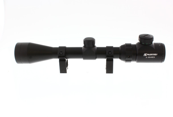 Skirmish Tactical - Adjustable 3-9X40e Rifle Scope with Illuminated Reticle for Airsoft & Airguns in Black