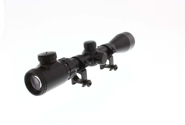 Skirmish Tactical - Adjustable 3-9X40e Rifle Scope with Illuminated Reticle for Airsoft & Airguns in Black
