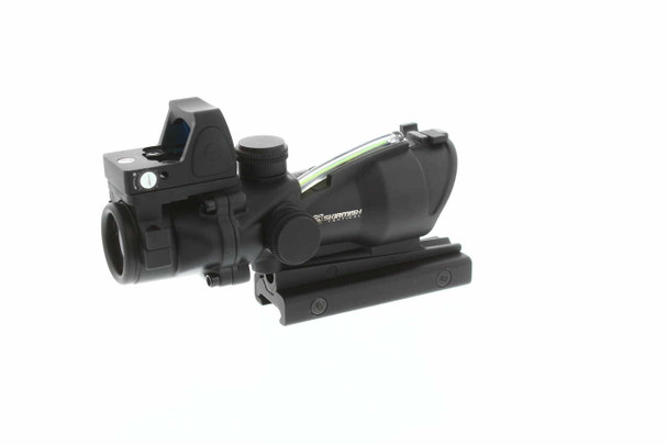 Skirmish Tactical Adjustable 4x32 Prism Rifle Scope Fibre Optic Illuminated with Red Dot in Black