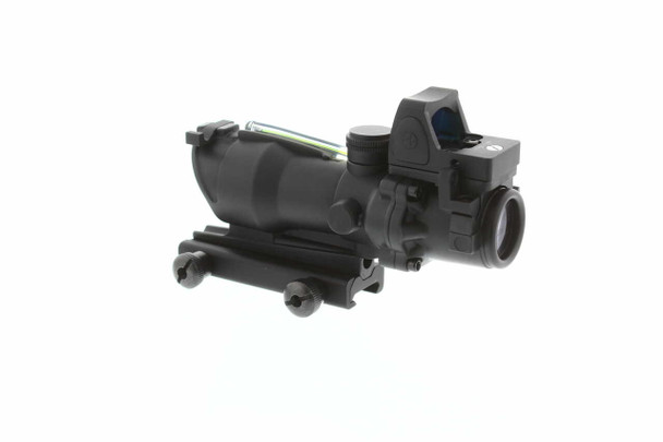 Skirmish Tactical Adjustable 4x32 Prism Rifle Scope Fibre Optic Illuminated with Red Dot in Black