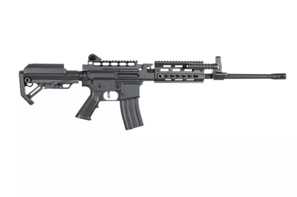 Golden Eagle MCR 6672 LMG Airsoft AEG Rifle with Adjustable Stock in Black