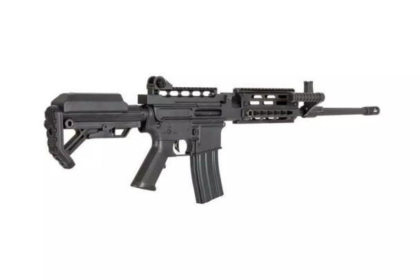 Golden Eagle MCR 6672 LMG Airsoft AEG Rifle with Adjustable Stock in Black