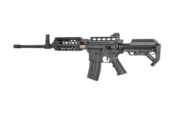 Golden Eagle MCR 6672 LMG Airsoft AEG Rifle with Adjustable Stock in Black