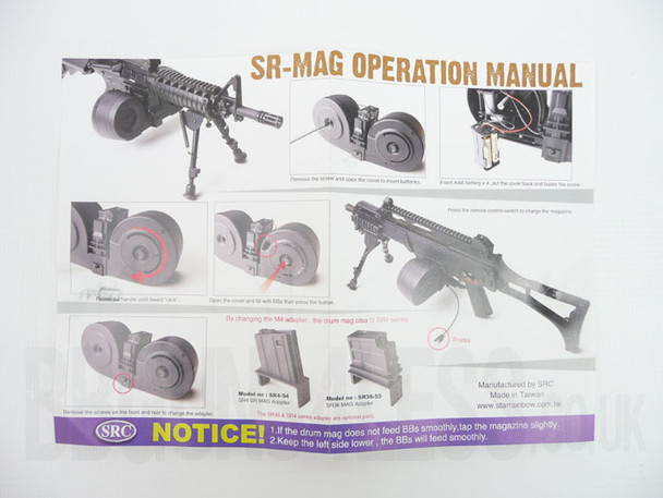 SRC - XXL Hi-Cap 2300 Rounds Airsoft Rifle Electrical Drum Magazine in Black