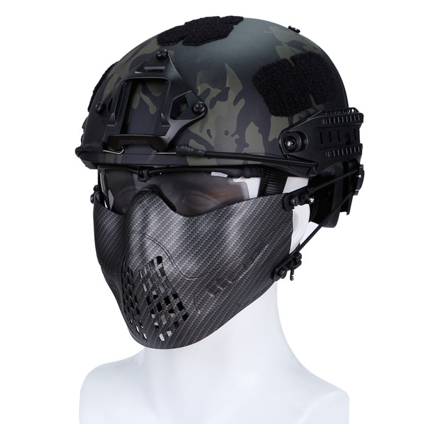 WoSport - Breathable Half Face Pilot Airsoft Mask V3 in Black