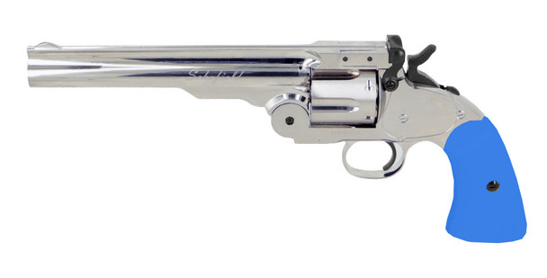 ASG Schofield 6" Full-Metal Airsoft Revolver in Silver with Blue Grip
