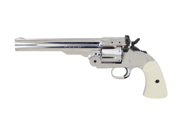 ASG Schofield 6" Full-Metal Airsoft Revolver in Silver with Ivory Grip (19795)