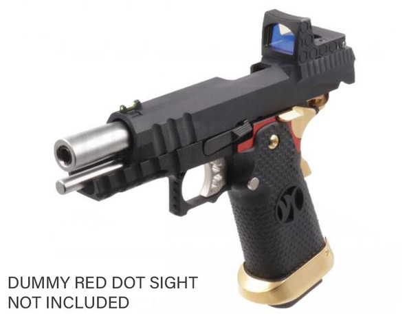 Armorer Works Hi-Capa Gas Blowback Airsoft Pistol RMR Plate in Black Slide & Gold Barrel - (AW-HX2601)