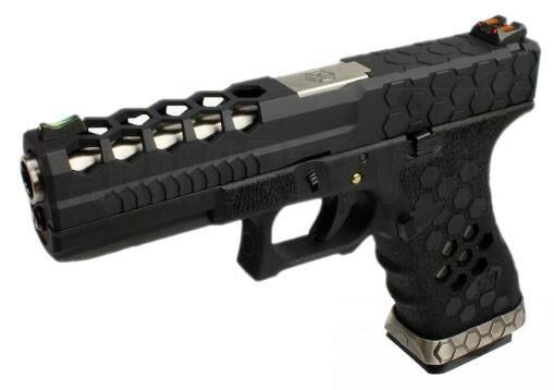 Armorer Works Custom Hex-Cut Gas Blowback Airsoft Pistol in Black (AW-VX0101)