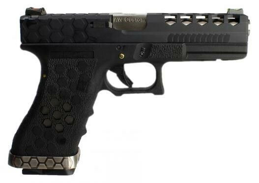 Armorer Works Custom Hex-Cut Gas Blowback Airsoft Pistol in Black (AW-VX0101)