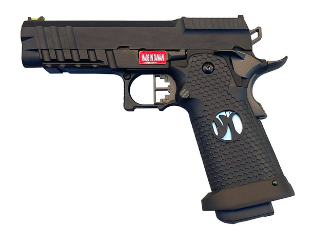Armorer Works Black Ace Hi-Capa Gas Blowback Airsoft Pistol  with RMR Plate (Full Black Slide - Black Frame - Black Barrel - AW-HX2602)