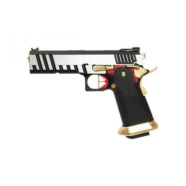 Armorer Works Hi-Capa Gas Blowback Airsoft Pistol with Silver Slide & Gold Barrel - (AW-HX2001)