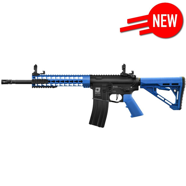 Nuprol Delta Vanguard Sentinel Airsoft AEG Rifle with Adjustable Skeletonised Stock in Two Tone Blue