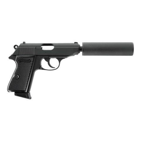UMAREX Walther PPK/S Gas Blowback Airsoft Pistol with Silencer Kit in Black
