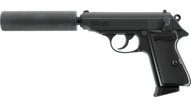 UMAREX Walther PPK/S Gas Blowback Airsoft Pistol with Silencer Kit in Black