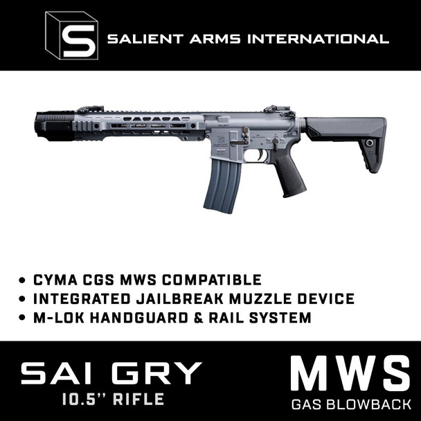 CYMA/EMG SAI GRY 10.5" MWS Gas Blowback Airsoft Rifles in Grey (SAI.1702-LS GY)