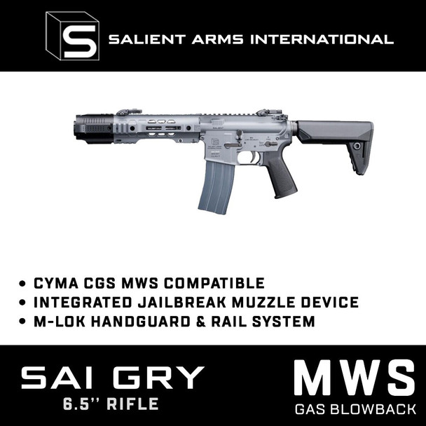 Cyma/EMG SAI GRY 6.5" MWS Gas Blowback Airsoft Rifle in Grey (SAI.1701-LS)