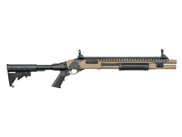 Golden Eagle M8874 - M870 AR Tactical Tri-Shot Gas Pump Action Airsoft Shotgun in Desert Tan
