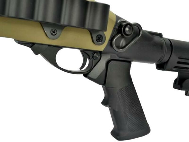 Golden Eagle M8874 - M870 AR Tactical Tri-Shot Gas Pump Action Airsoft Shotgun in Desert Tan