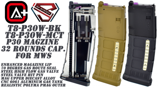 SP System A-267 MWS Series Gas Blowback Airsoft Rifles Magazine 42 Rounds in Black