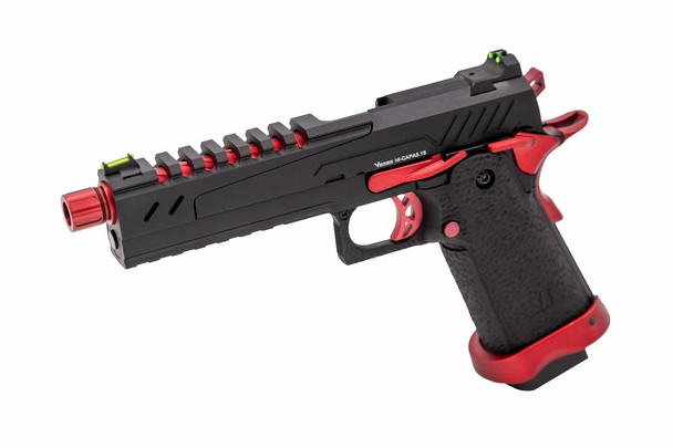 Vorsk Hi-Capa 5.1s Split Slide Gas Blowback Airsoft Pistol in Black (Red Match)