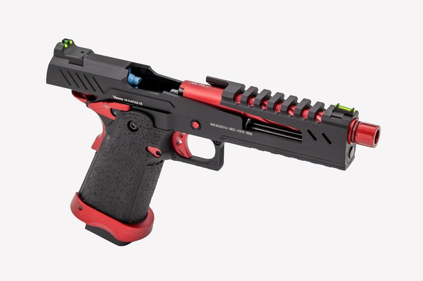 Vorsk Hi-Capa 5.1s Split Slide Gas Blowback Airsoft Pistol in Black (Red Match)
