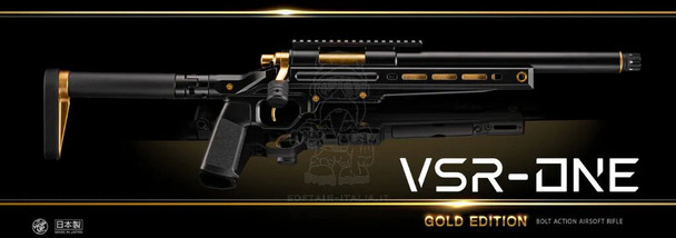 Tokyo Marui VSR-ONE Spring-Powered Bolt Action Airsoft Sniper Rifle in Black & Gold