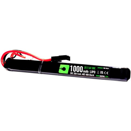 Nuprol 7.4V 1000mAh LiPo AK Slim Stick Airsoft Battery - Small Tamiya Connector