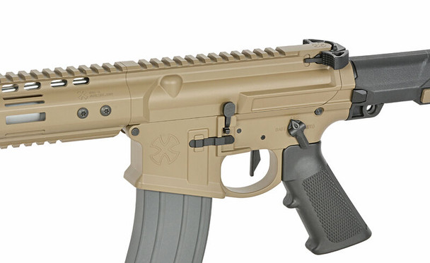 EMG Noveske N4 Ghetto Blaster 9 MWS Gen3 Gas Blowback Airsoft Rifle with Retractable PDW Stock in Desert Tan (G102B)