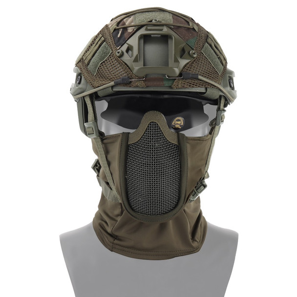 Nuprol - Tactical Balaclava Steel Mesh Lower Face Shield in Olive Green