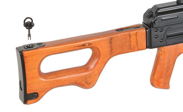 A&K - PKM Airsoft AEG Rifle with Sound Drum Magazine in Real Wood Finish