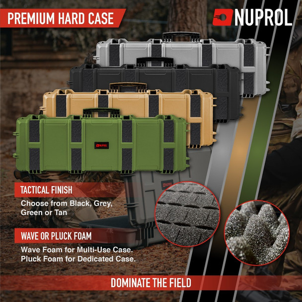 Nuprol - Large Waterproof Premium Airsoft Hard Rifle Case Velcro Patch with Wave Foam in Black
