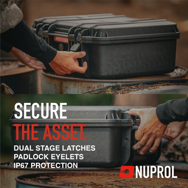 Nuprol - Large Waterproof Premium Airsoft Hard Rifle Case Velcro Patch with Wave Foam in Black