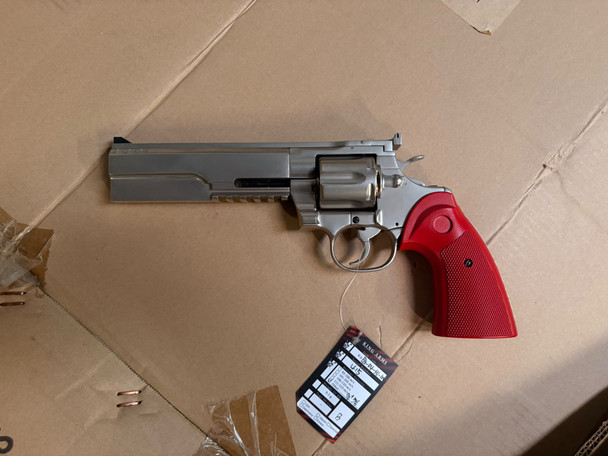 King Arms 357 Evil Gas-Powered Full Metal Airsoft Revolver in Silver/Orange