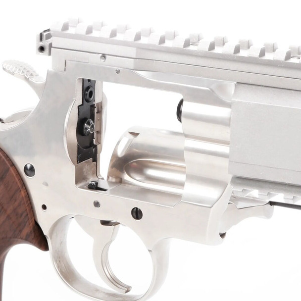 King Arms 357 Evil Gas-Powered Full Metal Airsoft Revolver in Silver/Orange