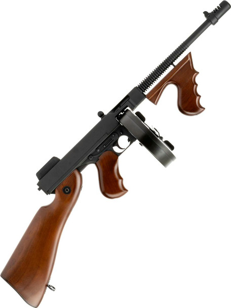 Cybergun Thompson M1928 "Chicago Typewriter" AEG Airsoft Rifle with Fixed Stock in Wood