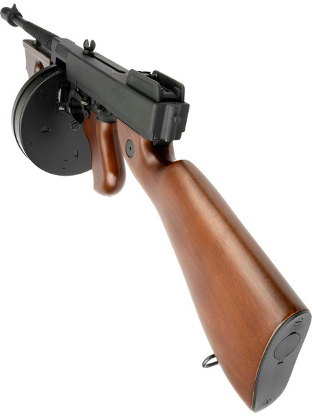 Cybergun Thompson M1928 "Chicago Typewriter" AEG Airsoft Rifle with Fixed Stock in Wood