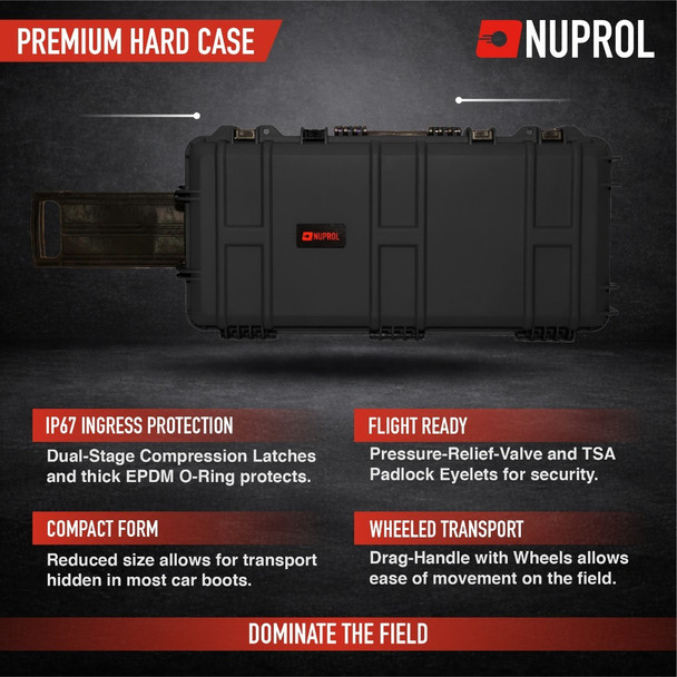 Nuprol Premium Waterproof Rifle Hard Case with Wheels P&P Foam in Black