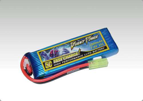 7.4V 2200mAh 35C LiPo Battery Giant Power