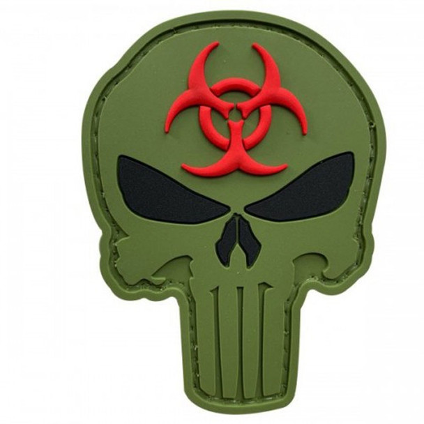 BIOHAZARD PUNISHER SKULL (Olive Green) Tactical Rubber Velcro Patches