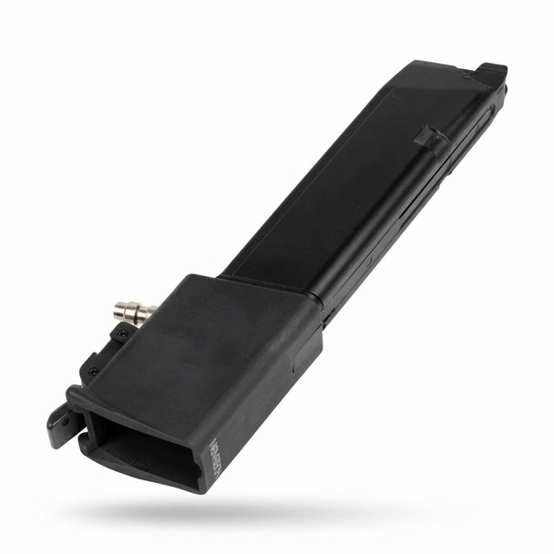 Side view of the Novritsch HPA SMG-5 Magazine Adapter for Glock EU Series GBB Pistols Gen.2 on a white background.