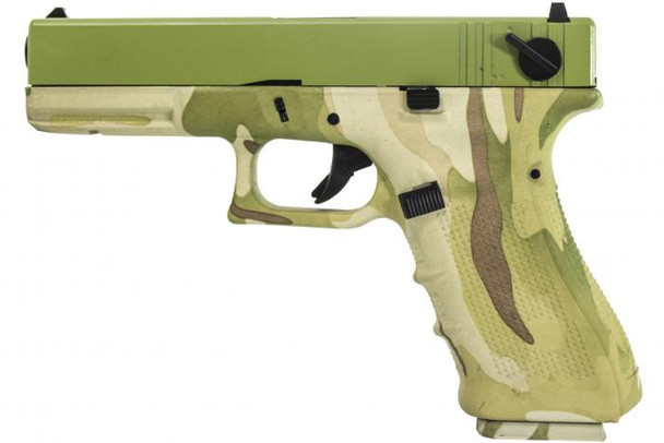 Raven EU18 Hydro Series Gas Blowback Airsoft Pistol in Camo Frame & Green Slide